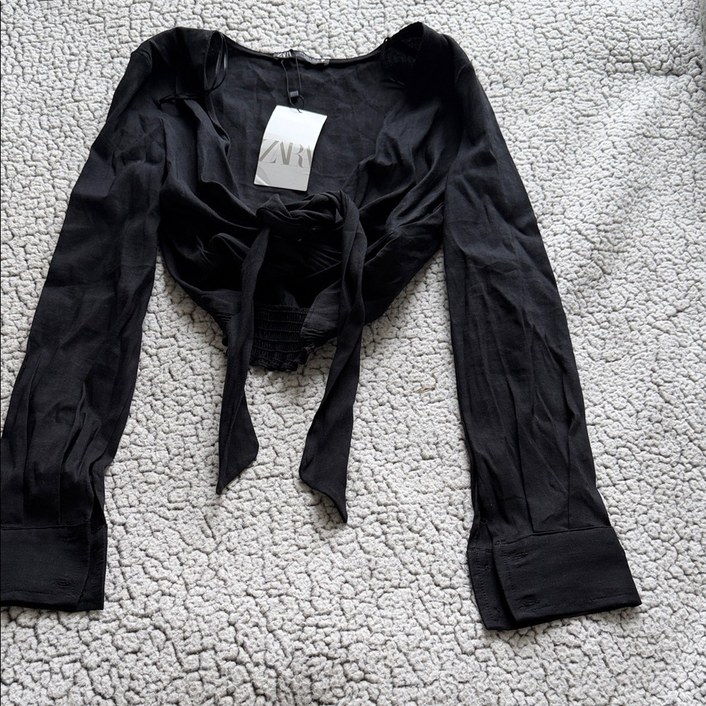 Zara Black Long Sleeve open top